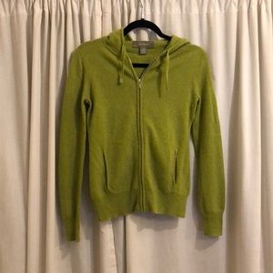 Green cashmere zip up hoodie